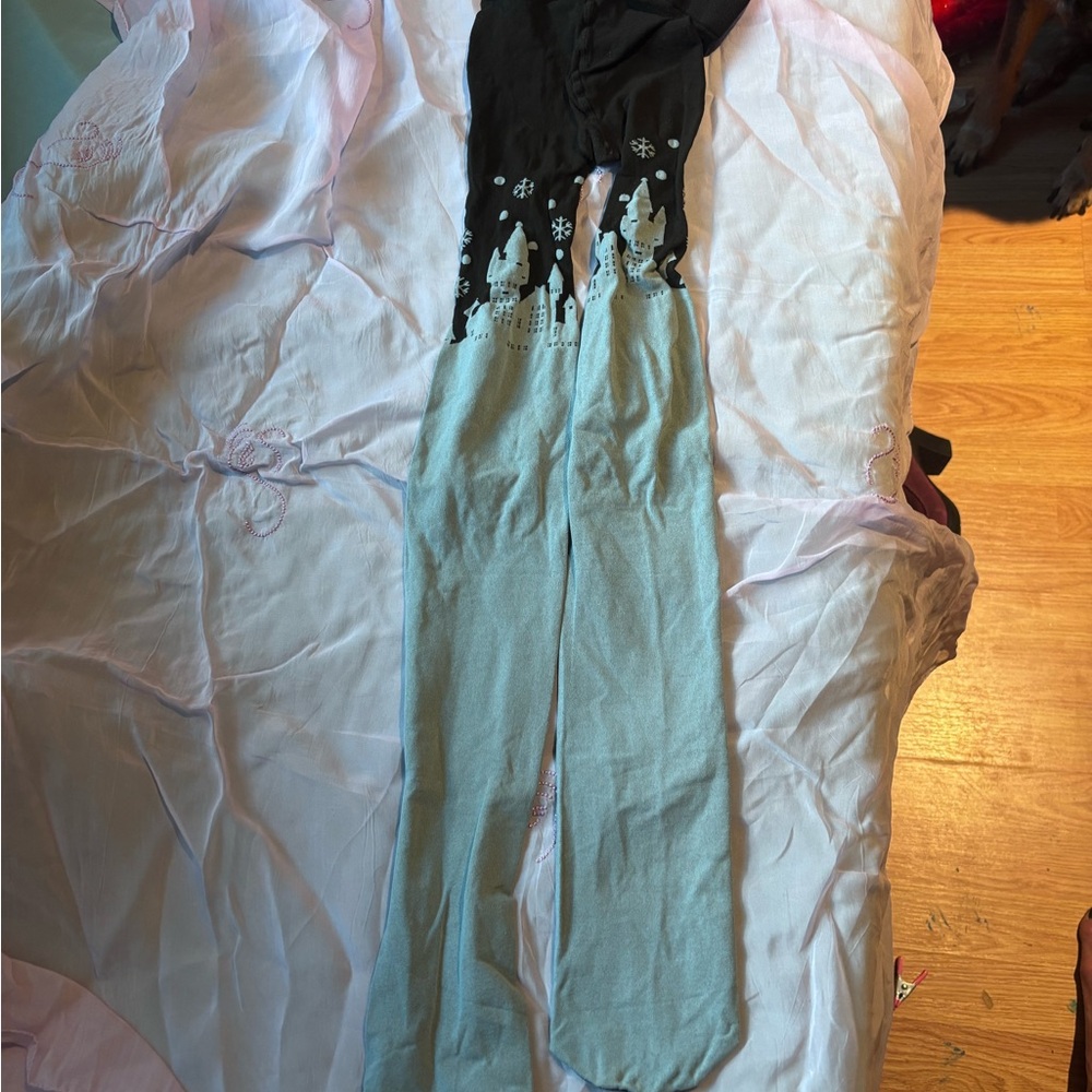 Two-Tone Black and Light Blue Wide-Leg Jumpsuit